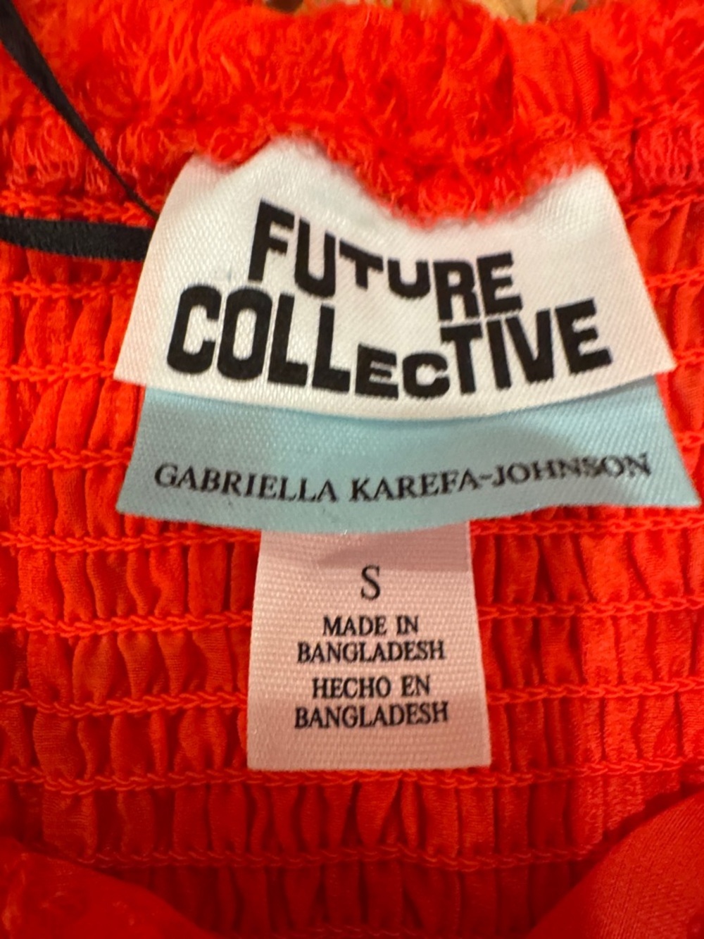 Future Collective Orange Puff Sleeve Mini Dress Top - Picture 2 of 6